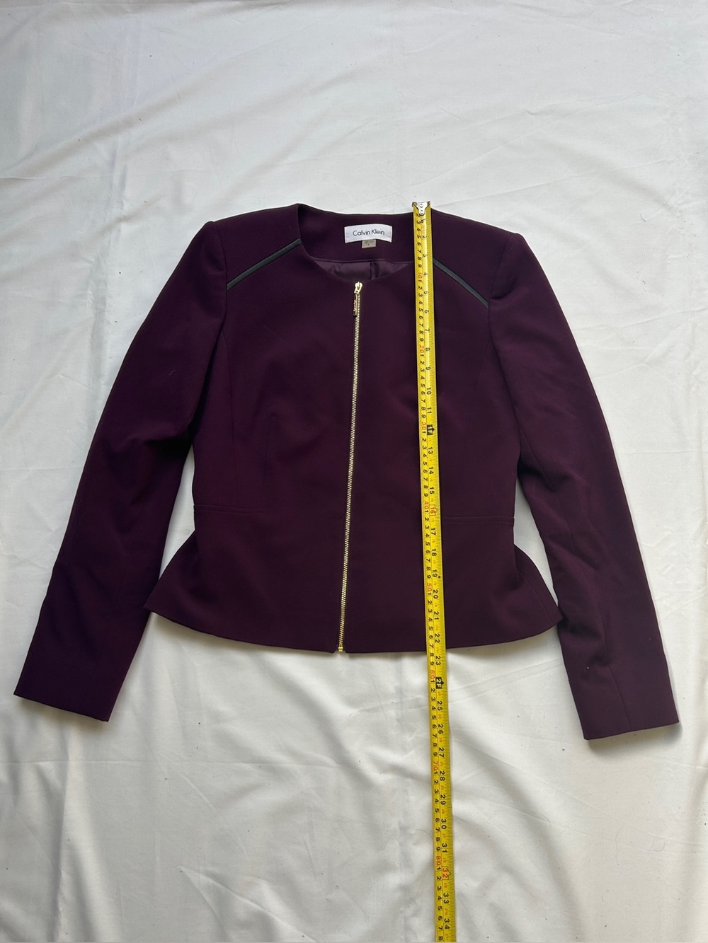 Calvin Klein Deep Plum Zip-Front Blazer